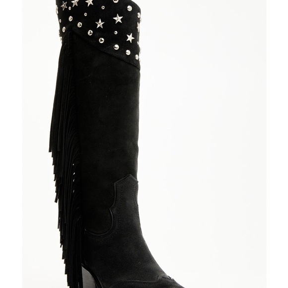 SOLD!!!!!Black Fringe Star-Studded Women's Boots - Picture 3 of 6